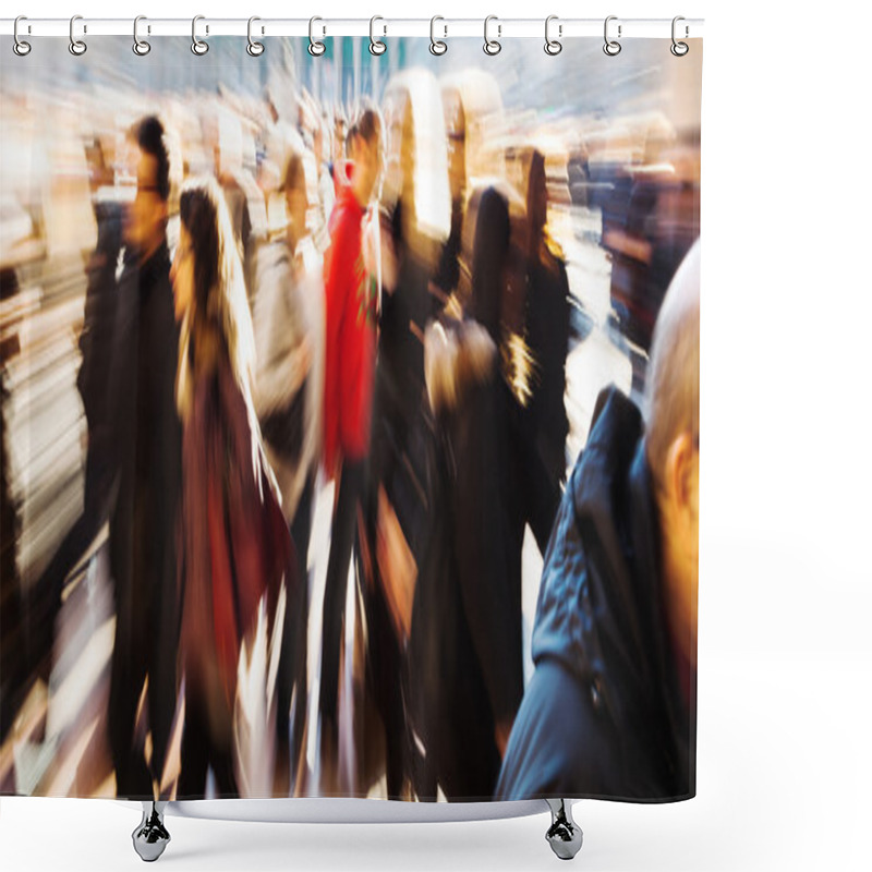 Personality  Panorama Picture Of A Crowd Of People With Creative Zoom Effect Shower Curtains