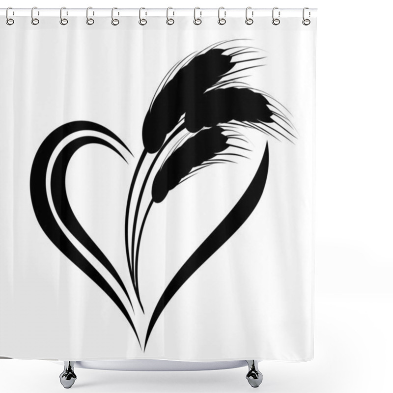 Personality  Abstract Wheat Ears Icon With Heart Element Shower Curtains