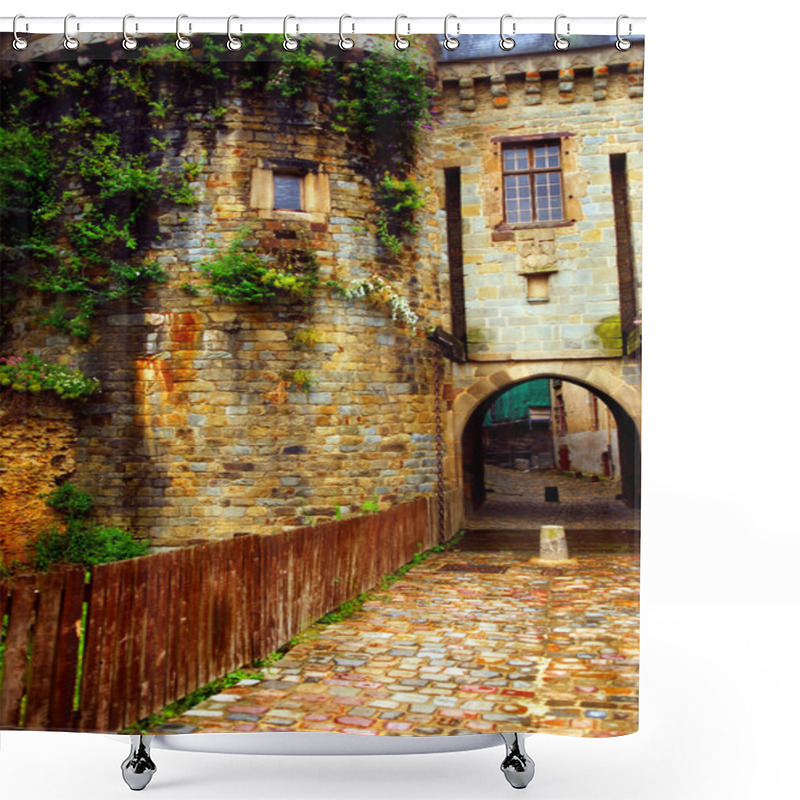 Personality  Medieval Stone Wall And Tower In Rennes, France. Shower Curtains