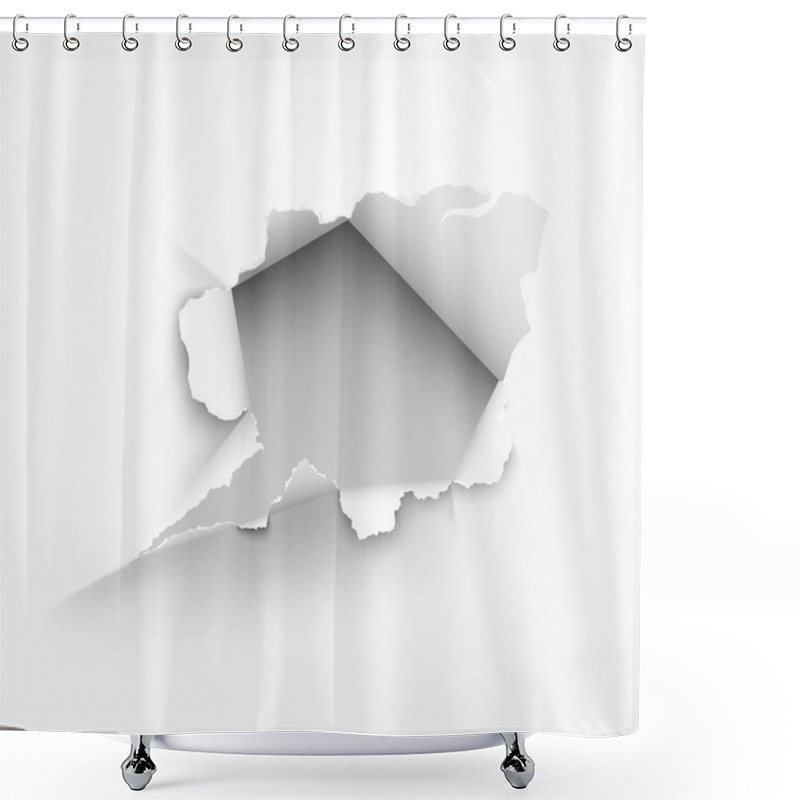 Personality  Ragged Hole Torn In Ripped Paper On Transparent Background Shower Curtains