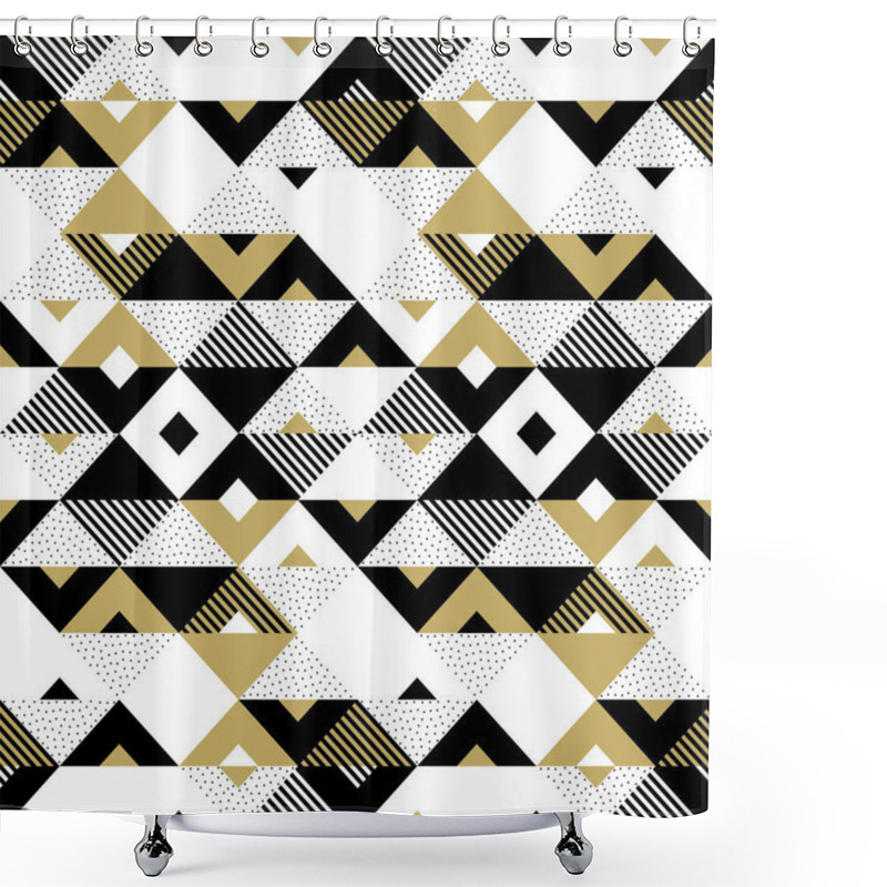 Personality  Abstract Pattern Golden Geometric Ornament Gold Triangle Square Vector Background Shower Curtains