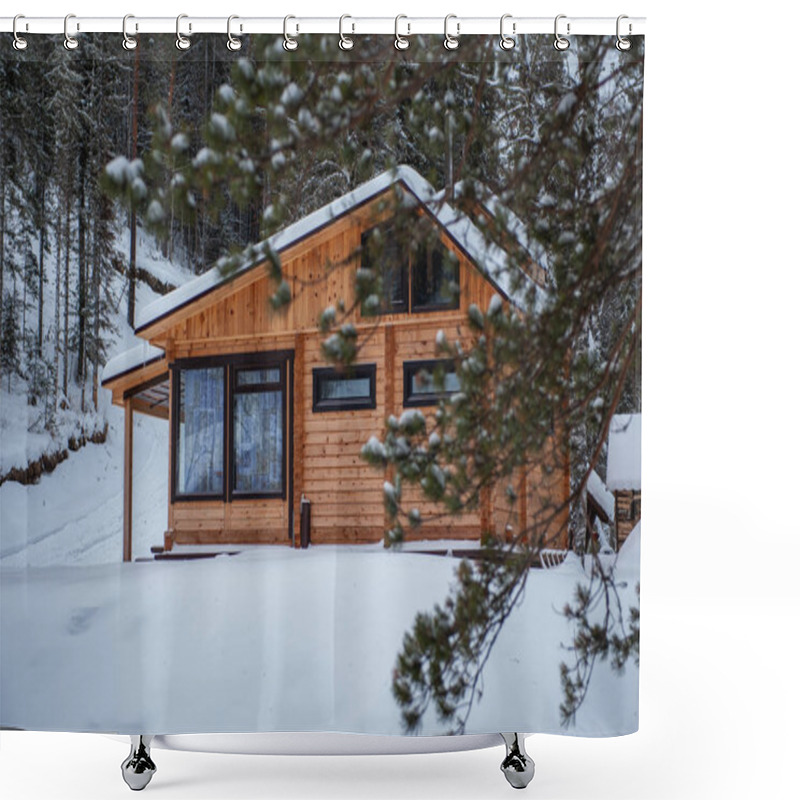 Personality  Winter Holiday House In Forest. Shower Curtains