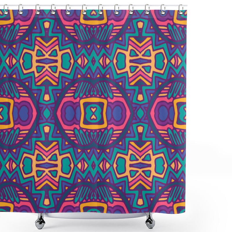 Personality  Ethnic Seamless Psychedelic Pattern. Vector Tribal Background. Aztec And Indian Style, Vintage Print. Shower Curtains