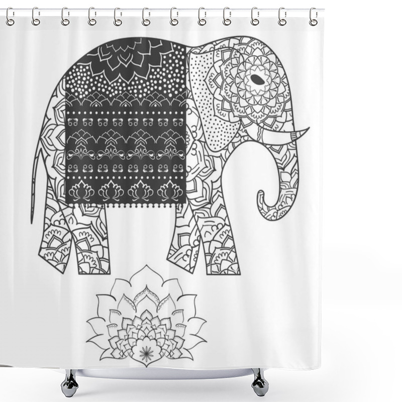 Personality  Elephant. Oriental Ornament For Yoga Poster Shower Curtains