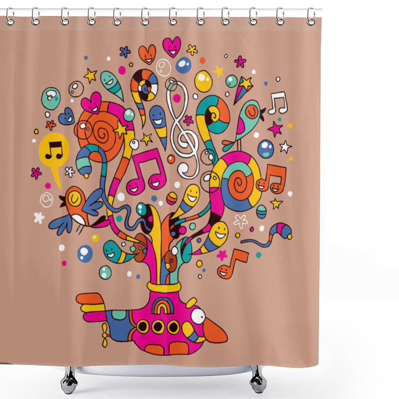 Personality  Fun Submarine Shower Curtains