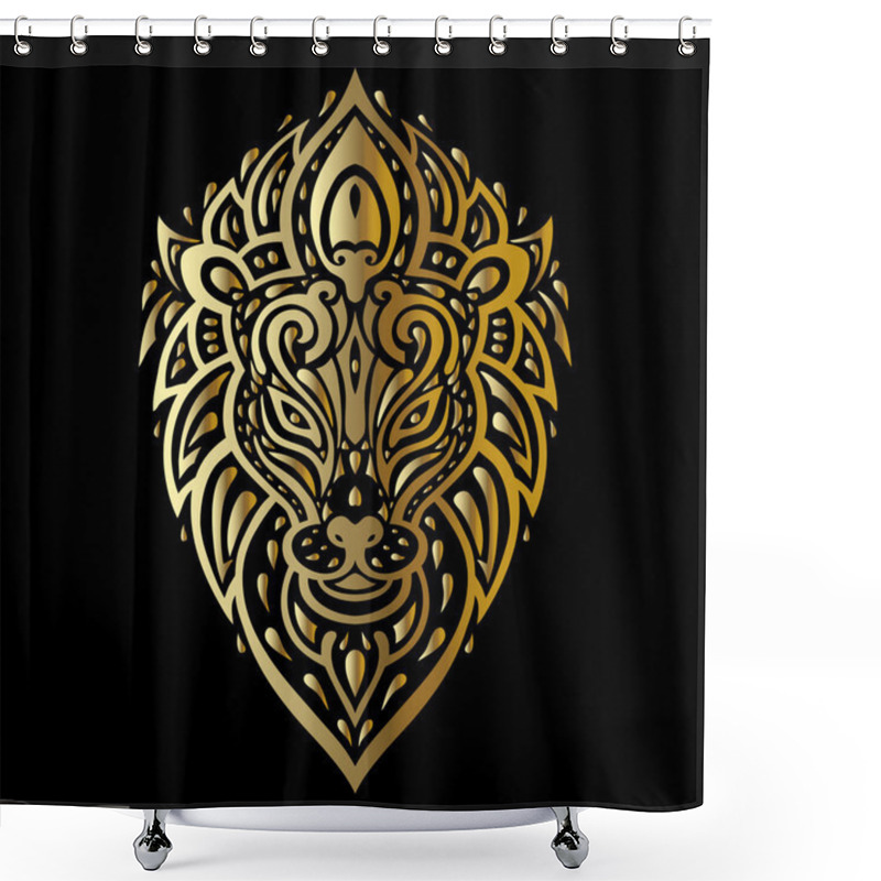 Personality  Lions Head. Tribal Pattern. Shower Curtains