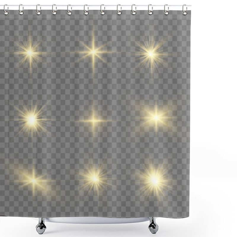 Personality  The Dust Sparks And Golden Stars Shine With Special Light. Vector Sparkles On A Transparent Background. Christmas Light Effect. Sparkling Magical Dust Particles Interior Stock Vector Shower Curtains