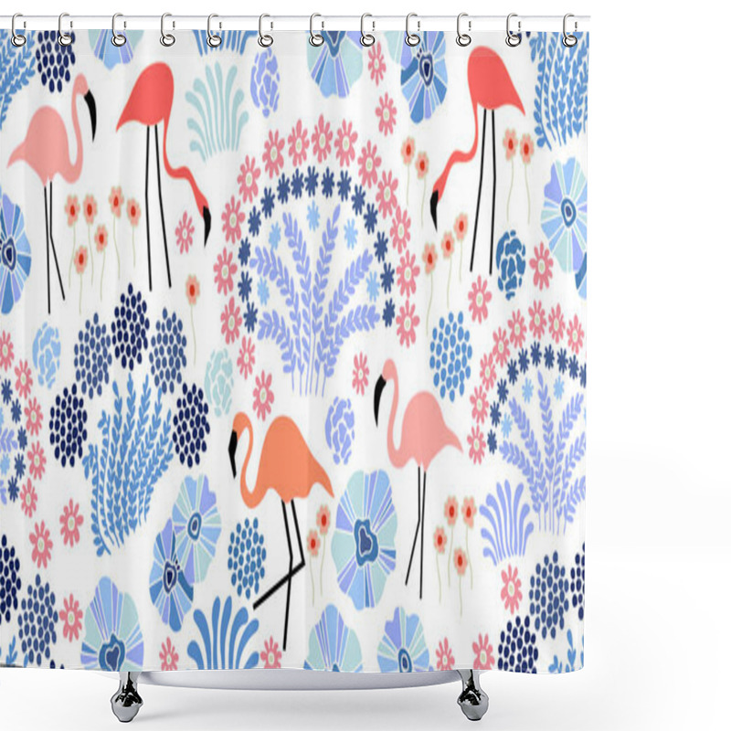 Personality  Tropical Garden. Fantasy Blue Print. Shower Curtains