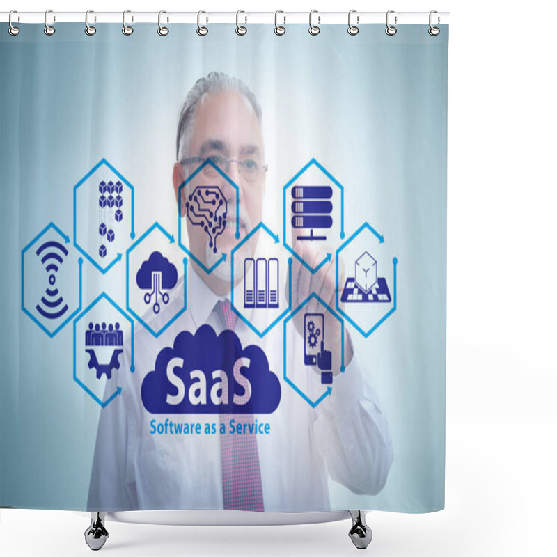 Personality  Software As A Service - SaaS Concept With Businessman Shower Curtains