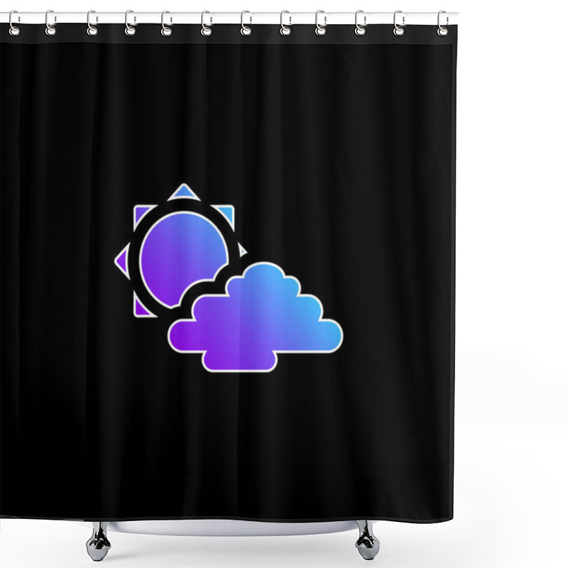 Personality  Big Sun And  Cloud Blue Gradient Vector Icon Shower Curtains