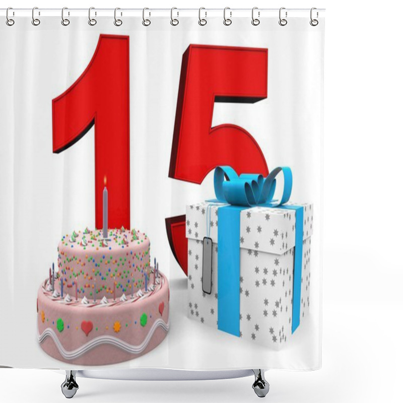 Personality  Happy Birthday With Present And Cake Shower Curtains