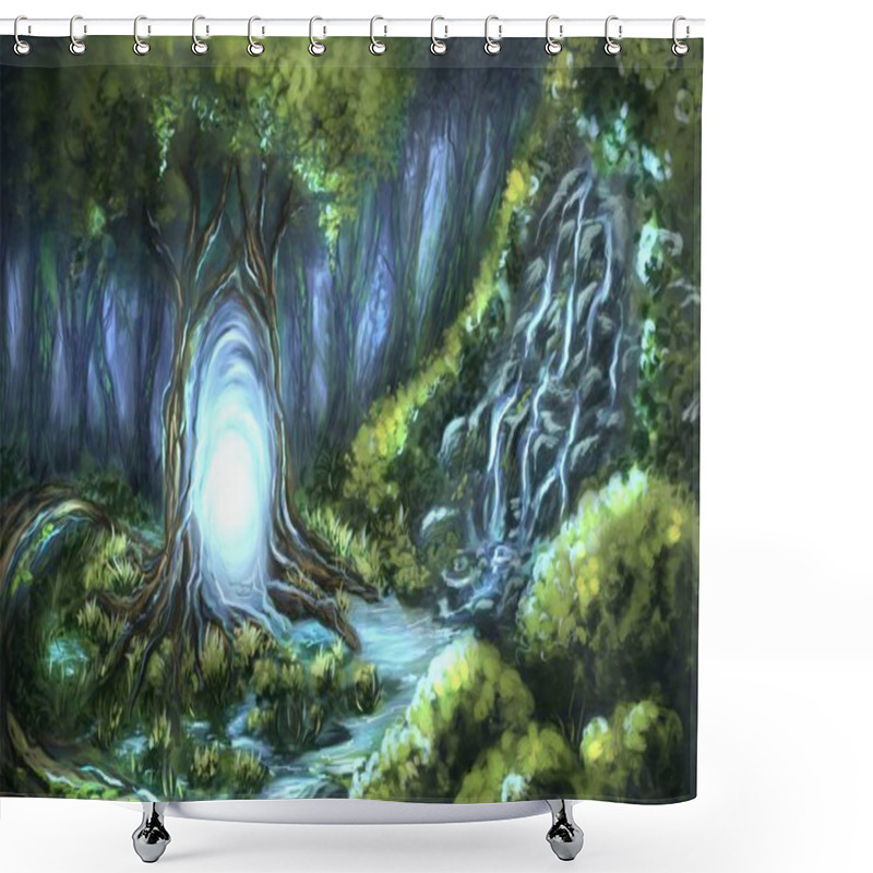 Personality  Magic Portal In Forest Shower Curtains