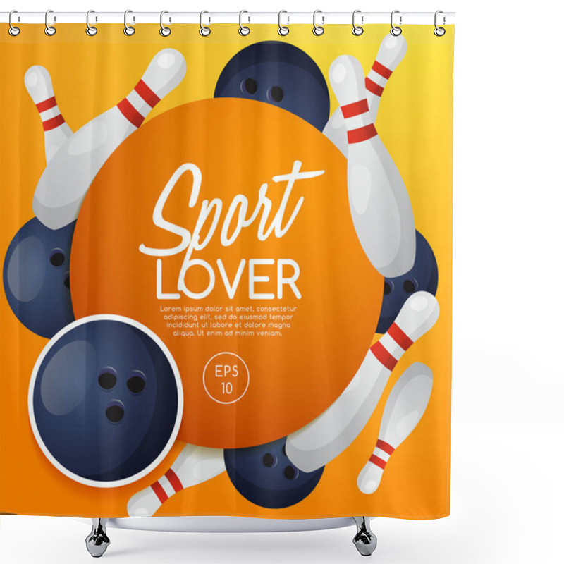 Personality  Sport Lover Template With Bowling Equipment  Shower Curtains