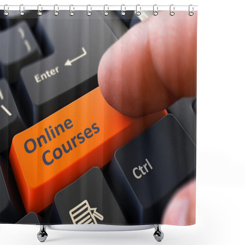 Personality  Online Courses - Concept On Orange Keyboard Button. Shower Curtains