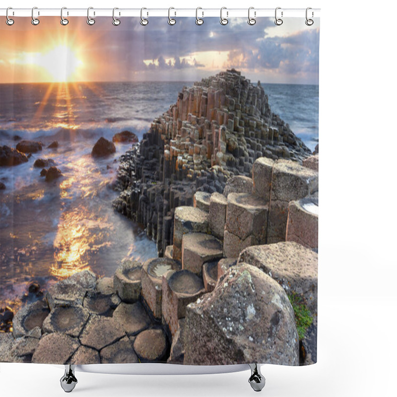 Personality  Sunset At Giant S Causeway Shower Curtains