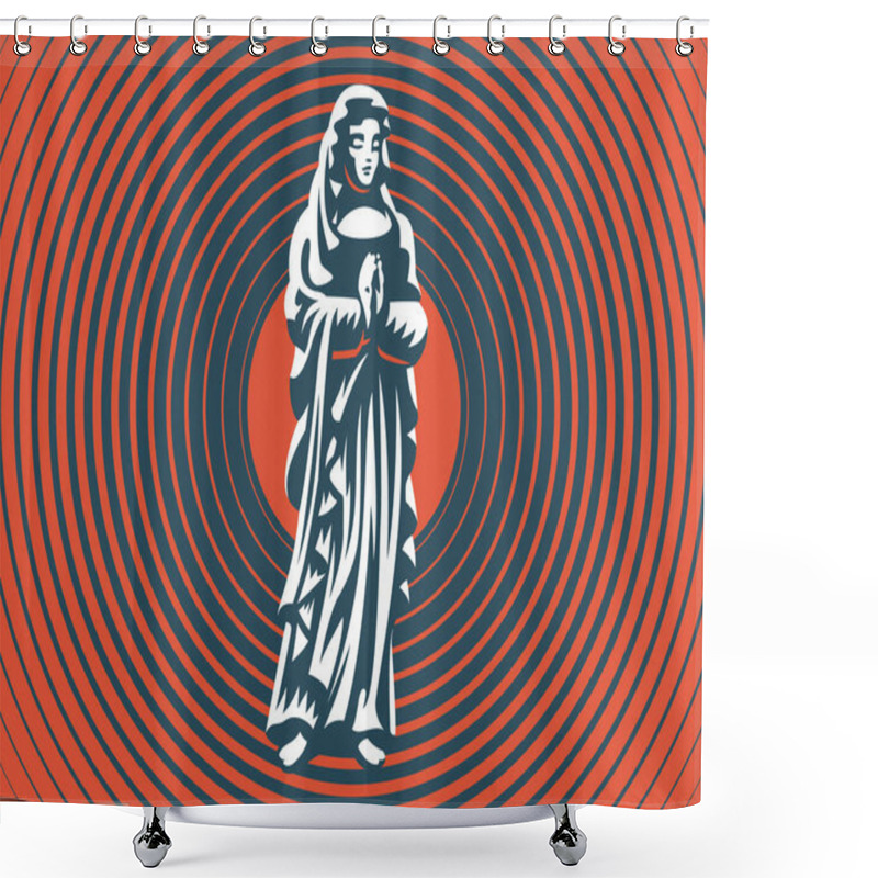 Personality  The Holy Virgin Mary With A Halo Above Her Head Shower Curtains