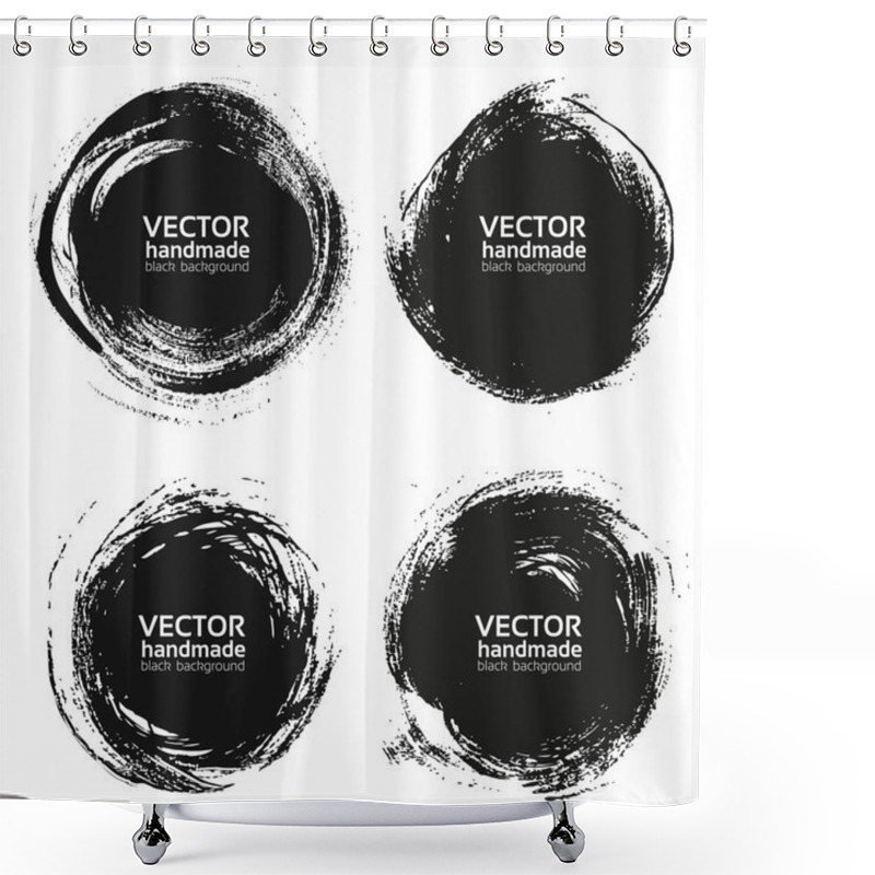 Personality  Vector Beautiful Round Handmade Black Strokes- Backgrounds Paint Shower Curtains