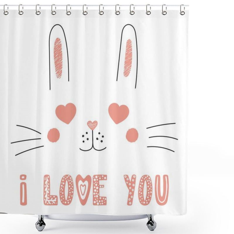 Personality  Cute Bunny With Heart Shaped Eyes Shower Curtains