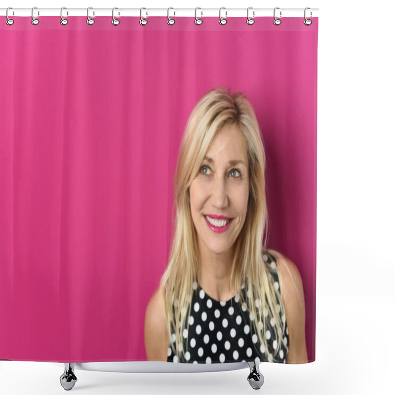 Personality  Thoughtful Blond Lady Shower Curtains