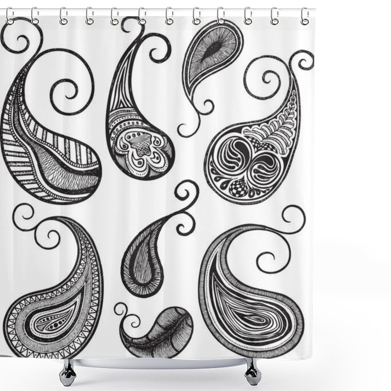 Personality  Hand Drawing Paisley Shower Curtains