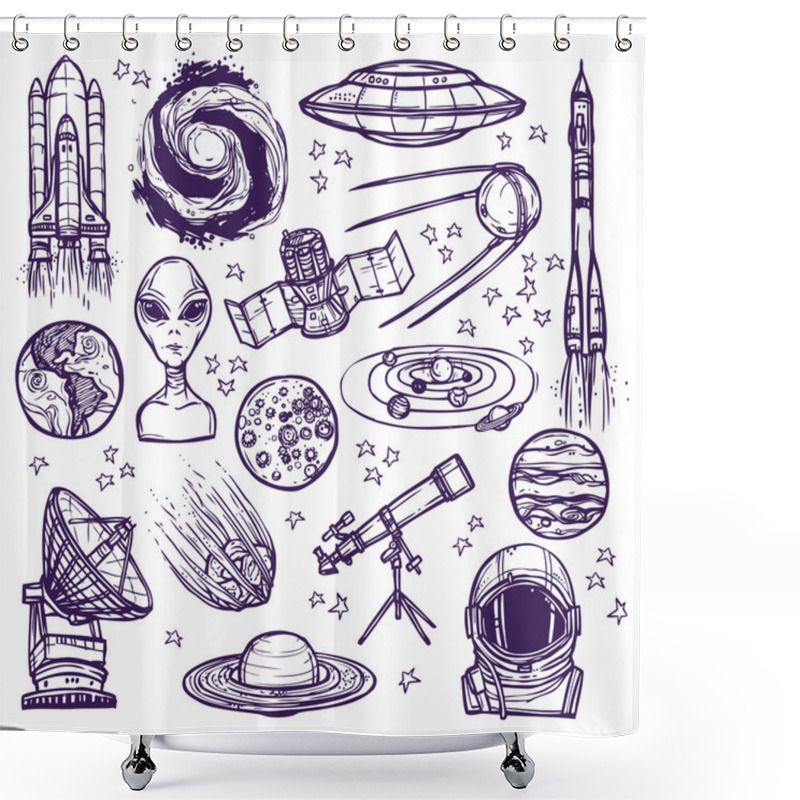 Personality  Space Sketch Set Shower Curtains