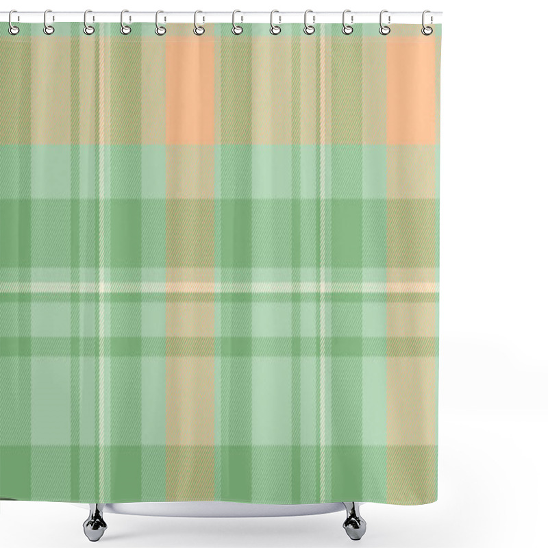 Personality  Soft Pastel Plaid Pattern In Green And Peach Tones.  Perfect For Textile Design, Website Backgrounds, Or Fashion Projects.  Subtle And Elegant, This Versatile Image Offers A Calming Aesthetic. Shower Curtains