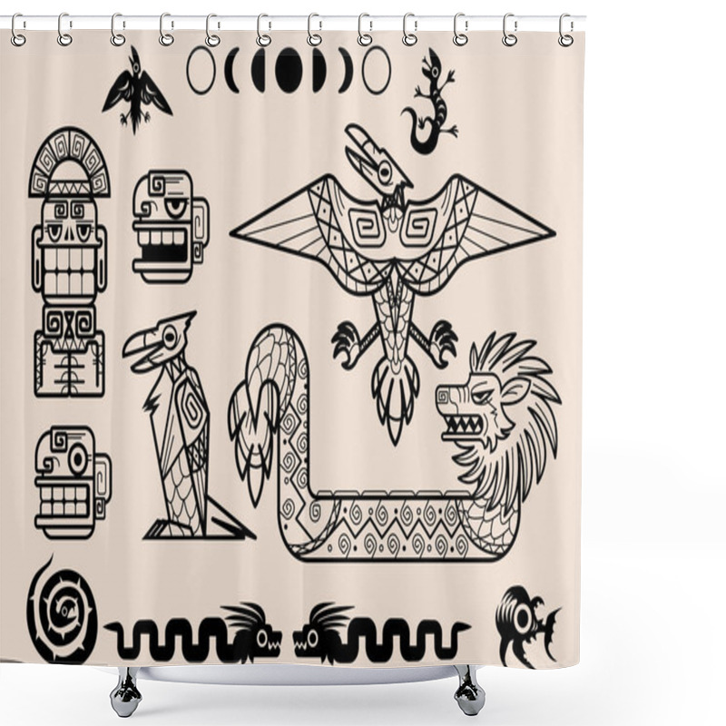 Personality  Set Of Mayan Or Aztec Patterns, Tribal Elements Shower Curtains