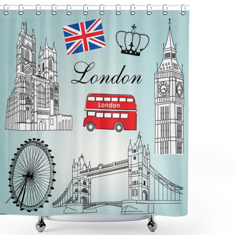 Personality  London Sightseeing Vector Illustration Shower Curtains