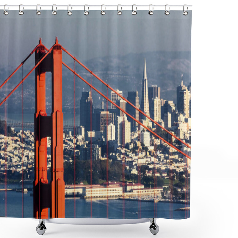 Personality  San Francisco With The Golden Gate Bridge Shower Curtains