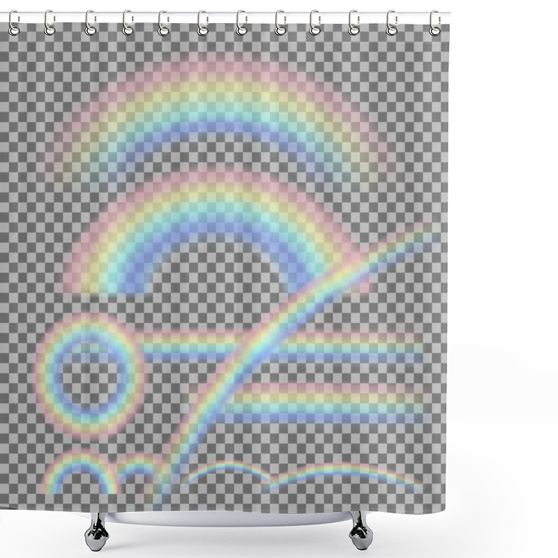 Personality  Vector Set Of Different Realistic Transparent Rainbows Shower Curtains