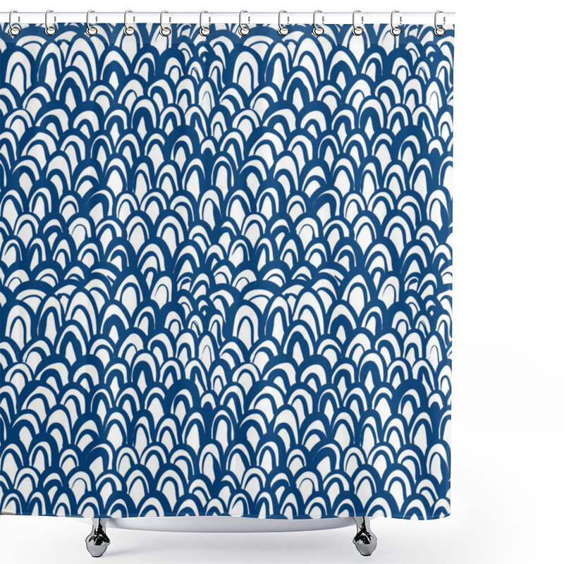 Personality  Nautical Pattern Inspired By Fish Skin In Blue Shower Curtains