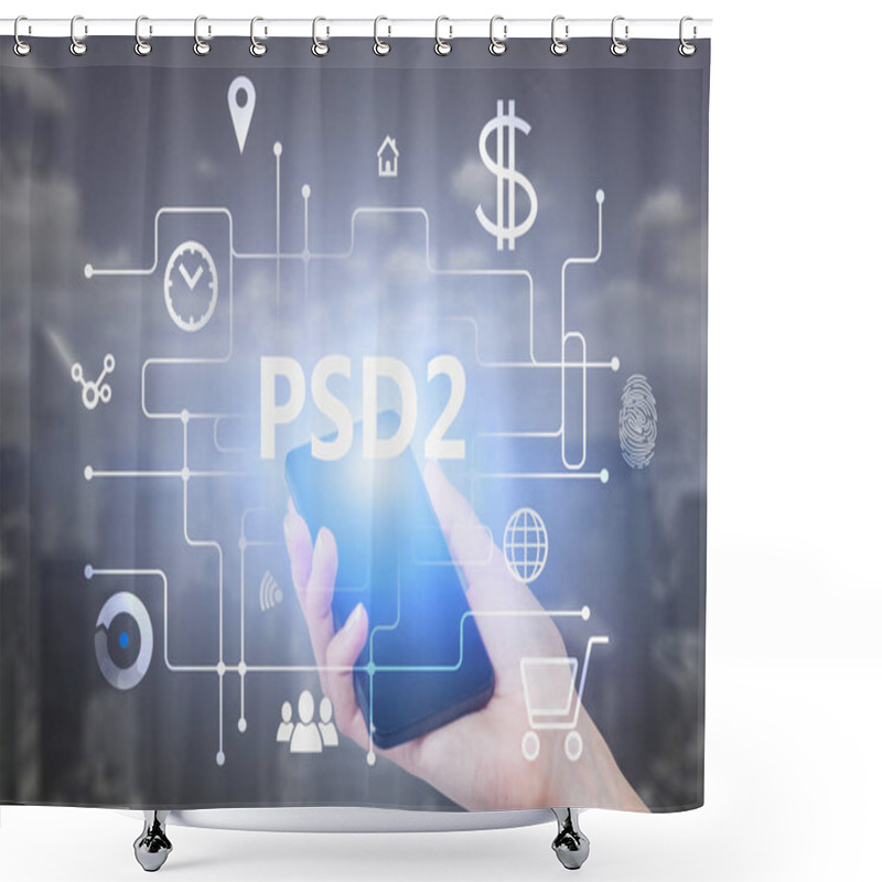 Personality  Woman Hand With Phone, Online Shopping Shower Curtains