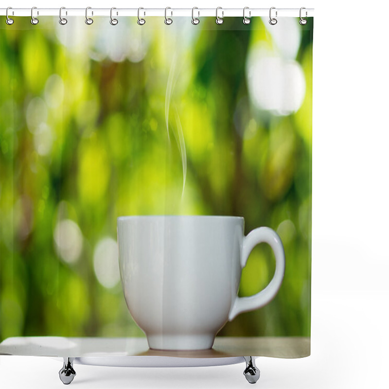 Personality  Morning Coffee With White Glass. Shower Curtains