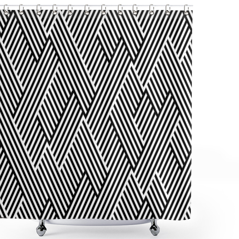 Personality  Pattern In Zigzag With Line Black And White Shower Curtains