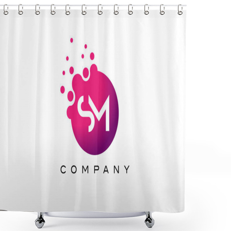 Personality  SM Letter Dots Logo Design With Creative Trendy Bubbles. Shower Curtains