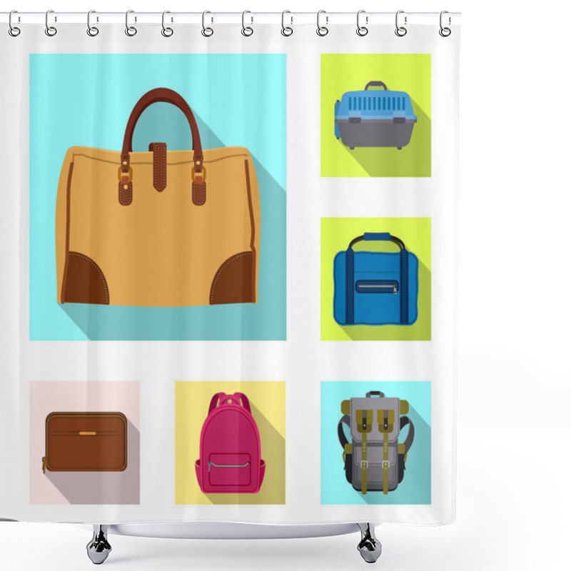 Personality  Vector Illustration Of Suitcase And Baggage Sign. Collection Of Suitcase And Journey Vector Icon For Stock. Shower Curtains