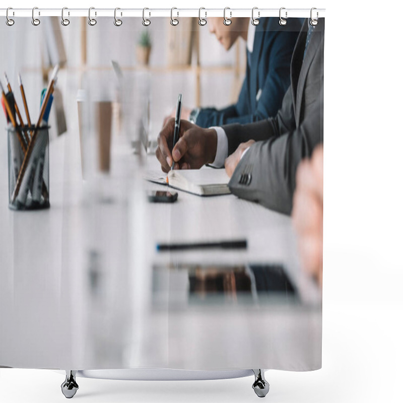 Personality  Hands Of Businessmen On Table Shower Curtains