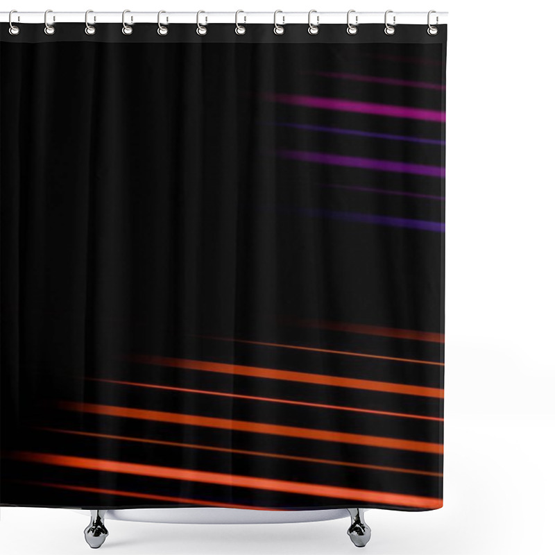 Personality  Abstract Vertical Light Bars In Darkness With Vibrant Purple And Orange Tones Shower Curtains