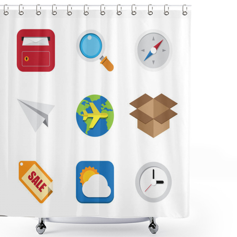 Personality  Business And Interface Flat Icons Set Shower Curtains