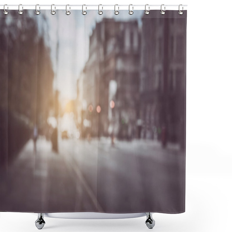 Personality  Blurred Traffic And Buildings  Shower Curtains