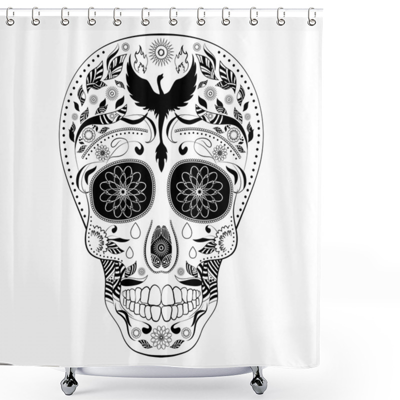 Personality  Dia De Muertos Tattoo Skull Day Of The Dead Full Shower Curtains