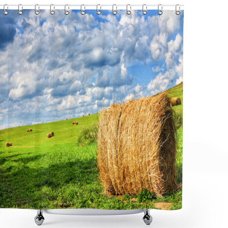 Personality  Field Of Hay Bales Shower Curtains