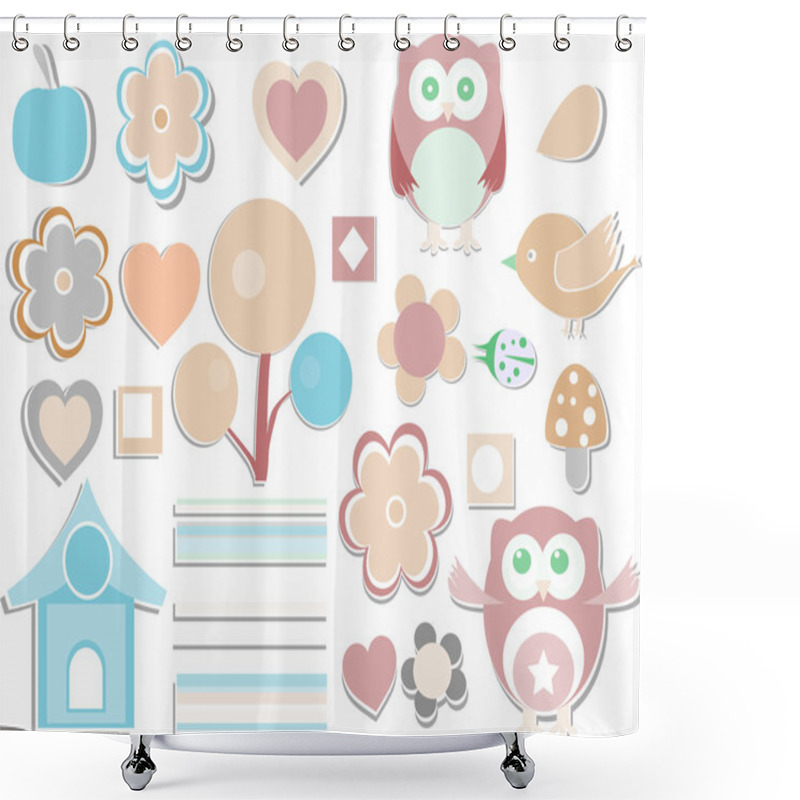 Personality  Set - Owls, Birds, Flowers, Butterflies, Ladybugs, Hearts, Etc. Shower Curtains