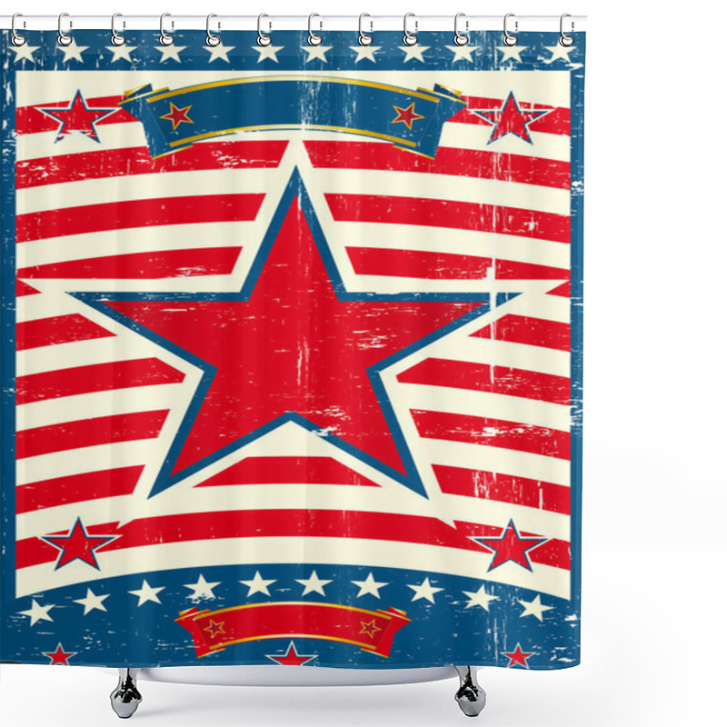 Personality  Big Red Star On A US Poster Theme Shower Curtains