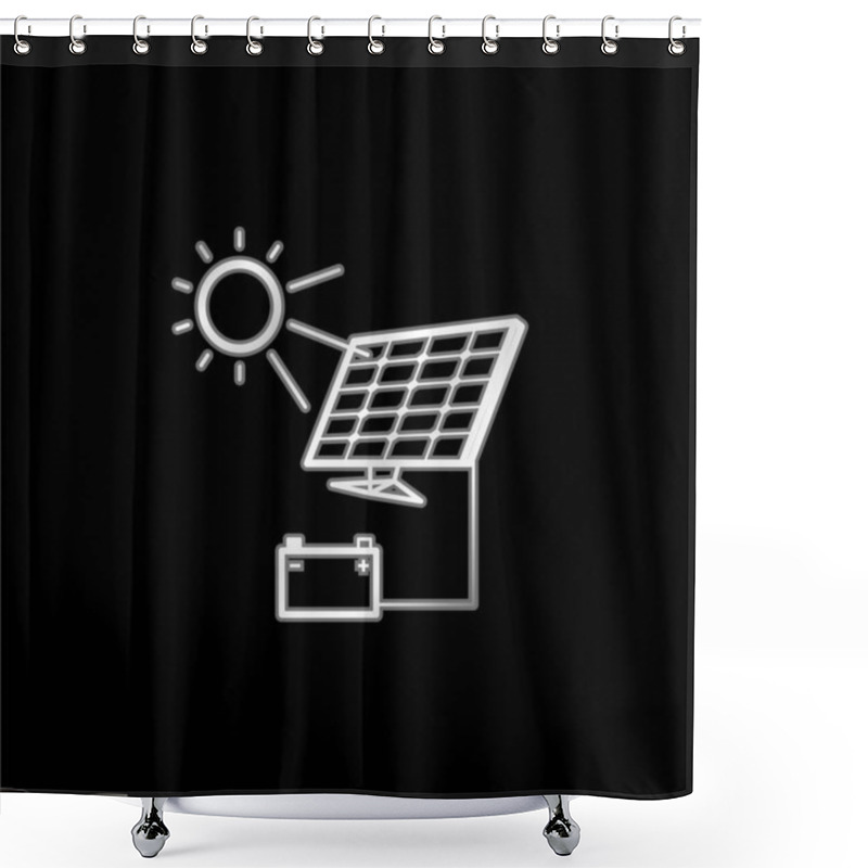 Personality  Battery Charging With Solar Panel Silver Plated Metallic Icon Shower Curtains