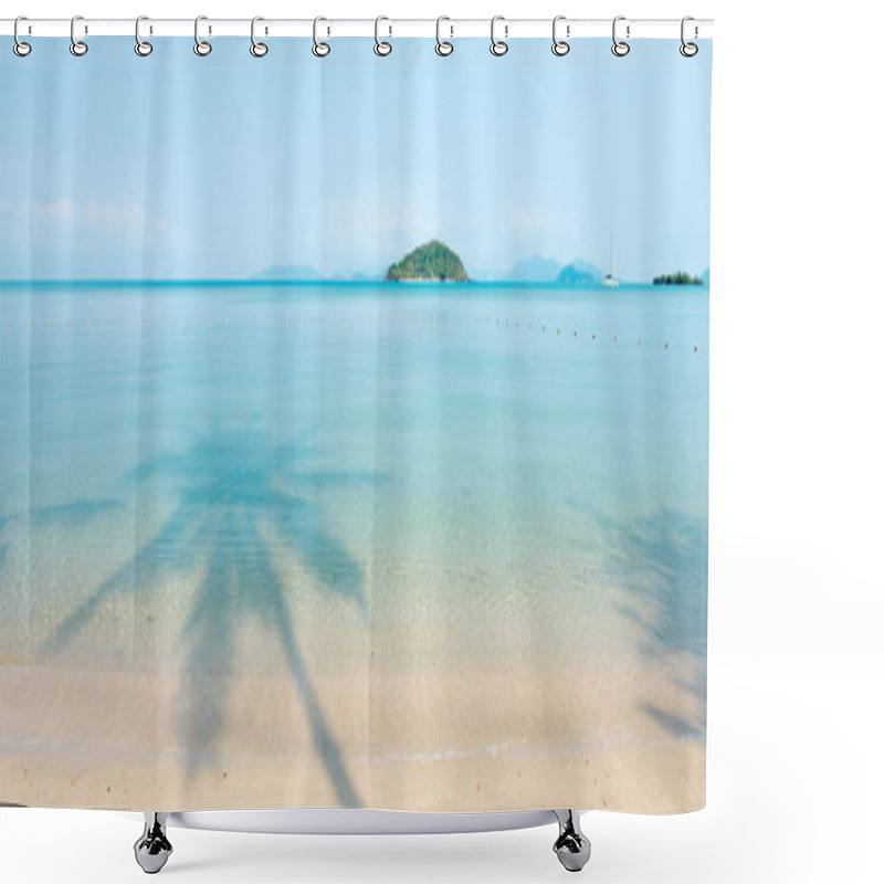 Personality  Panoramic View Of Tropical Sea In Summer, Beautiful Shadow Of Co Shower Curtains