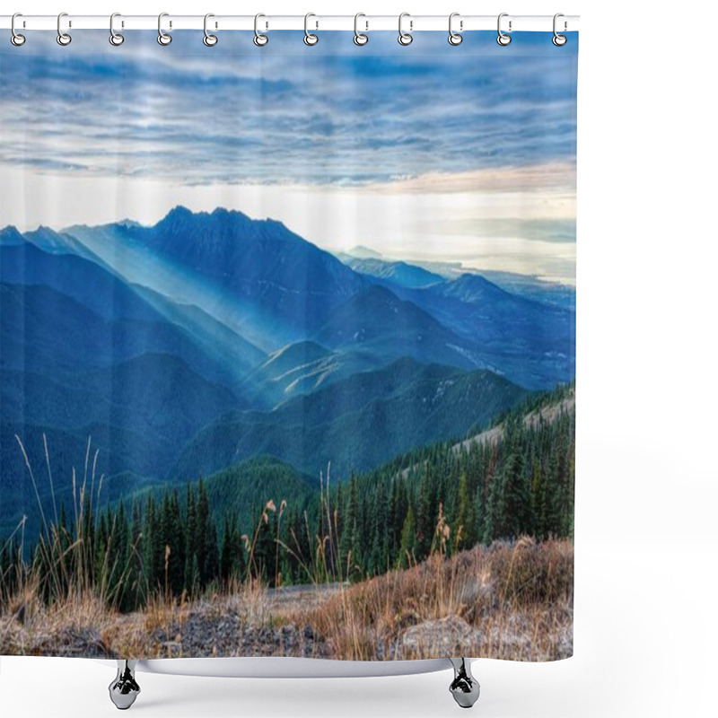 Personality  Sun Rising Over The Olympic Mountains, Washington Shower Curtains