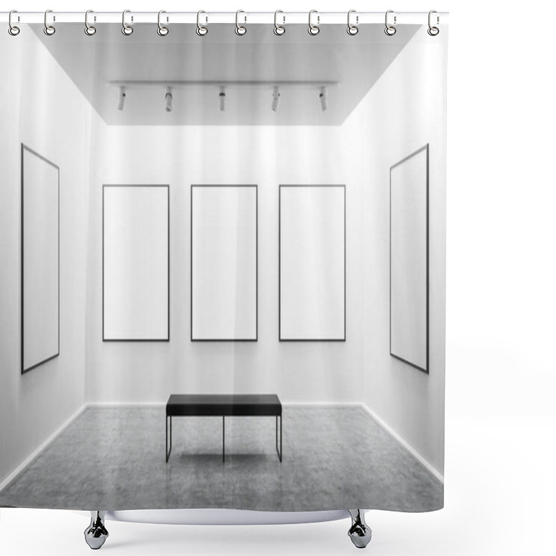 Personality  White Art Gallery Interior With Mock Up Posters Shower Curtains