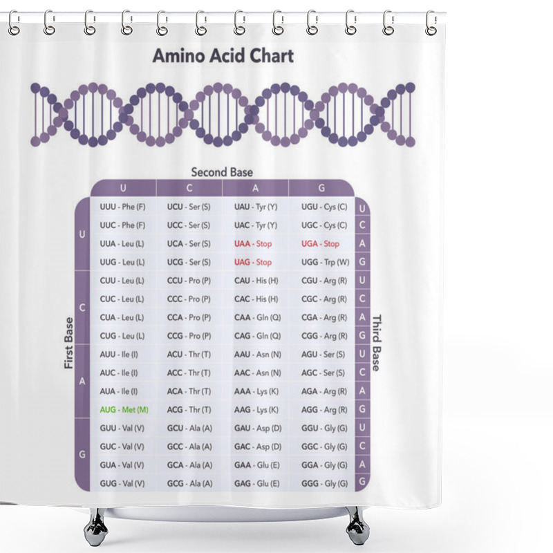 Personality  Amino Acid Codon Table Genome Sciences Vector Graphic Shower Curtains