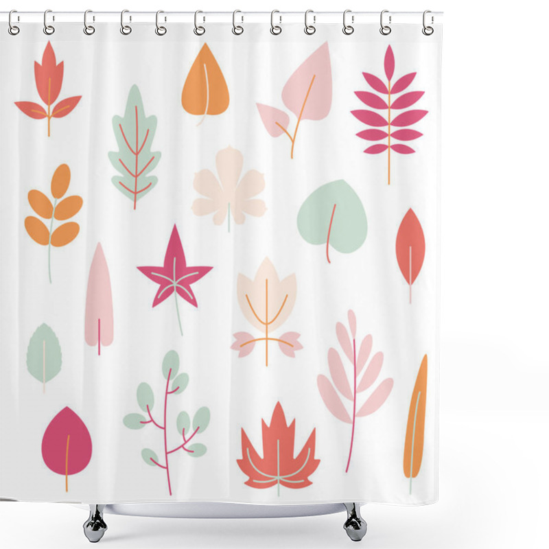 Personality  Pastel Autumn Leaves Set. Vector Floral Design In Flat Style For Shower Curtains